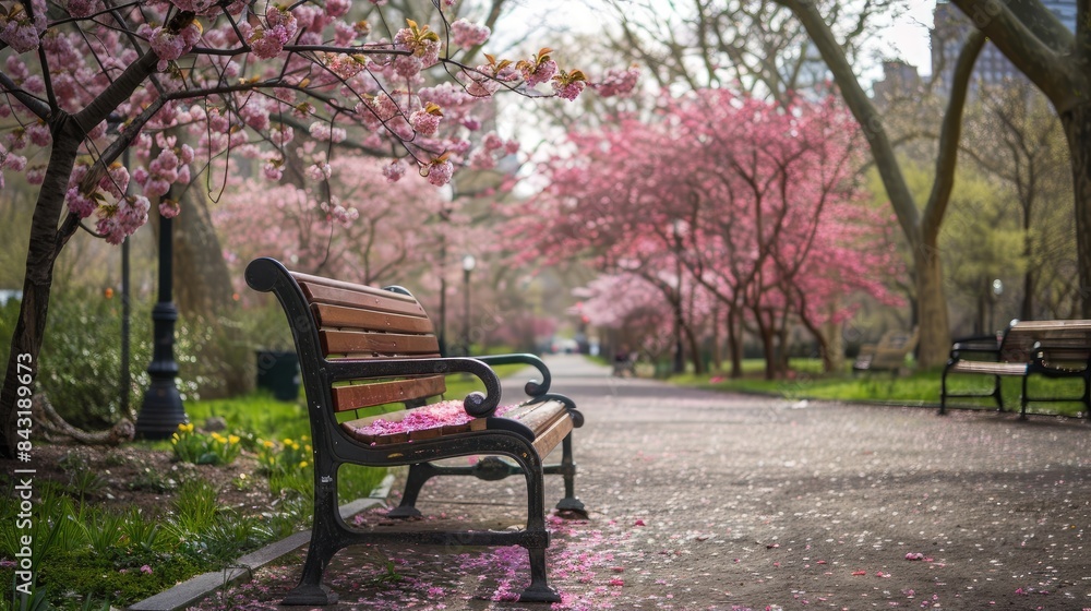 Early spring brings cherry blossoms to the park