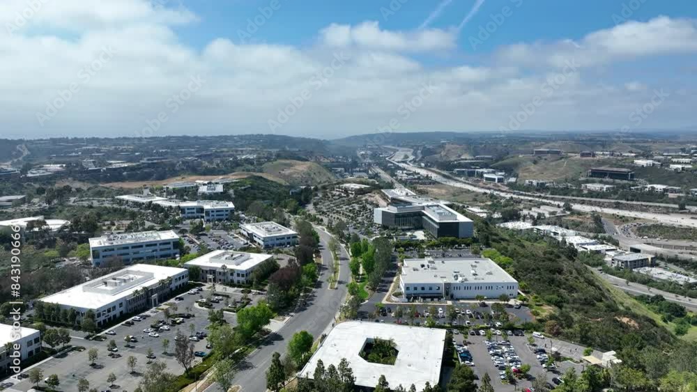 Aerial view of business park with mixed use facility service building and offices in South San Diego, California, USA Aerial view of business park with mixed use facility service building and offices in South San Diego, California, USA