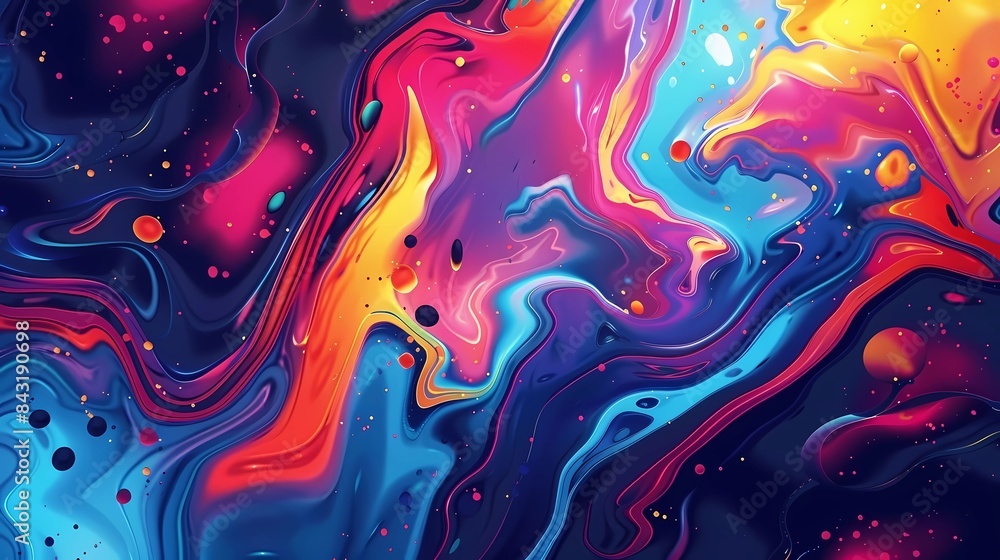 Abstract Colorful Fluid Oil Spill Art Painting with Swirling Patterns in Vibrant Neon Brights Tones Background Abstract Colorful Fluid Oil Spill Art Painting with Swirling Patterns in Vibrant Neon Brights Tones Background