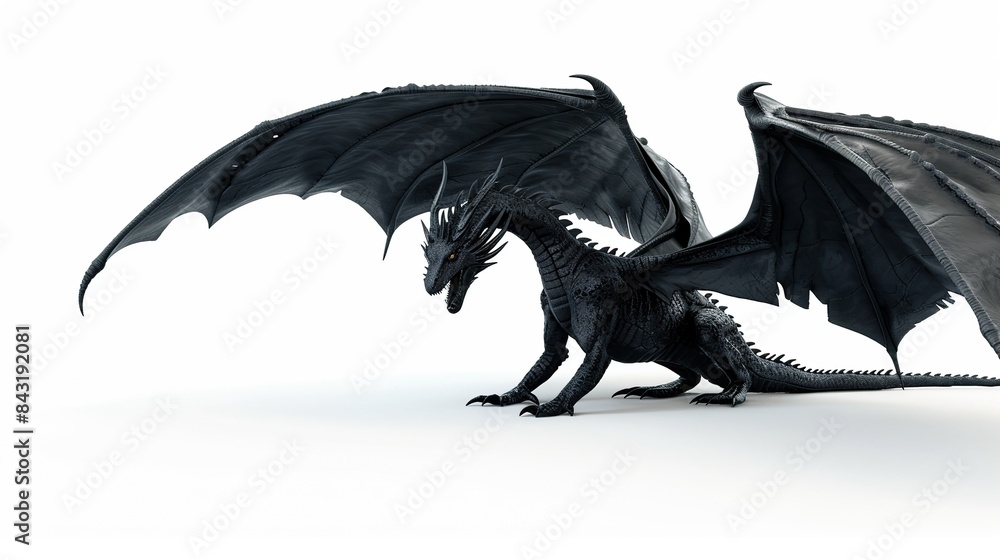3D rendering illustration of winged fantasy dragon isolated on white background, 3d illustration 3D rendering illustration of winged fantasy dragon isolated on white background, 3d illustration