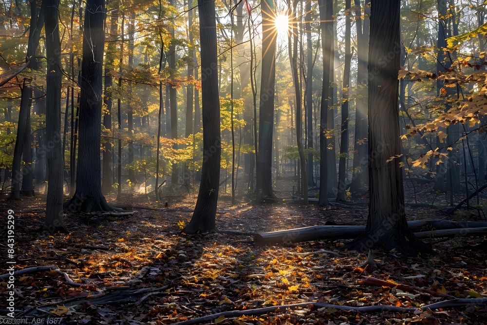 Sunlight in the Woods: A Bright Autumn Scene Sunlight in the Woods: A Bright Autumn Scene