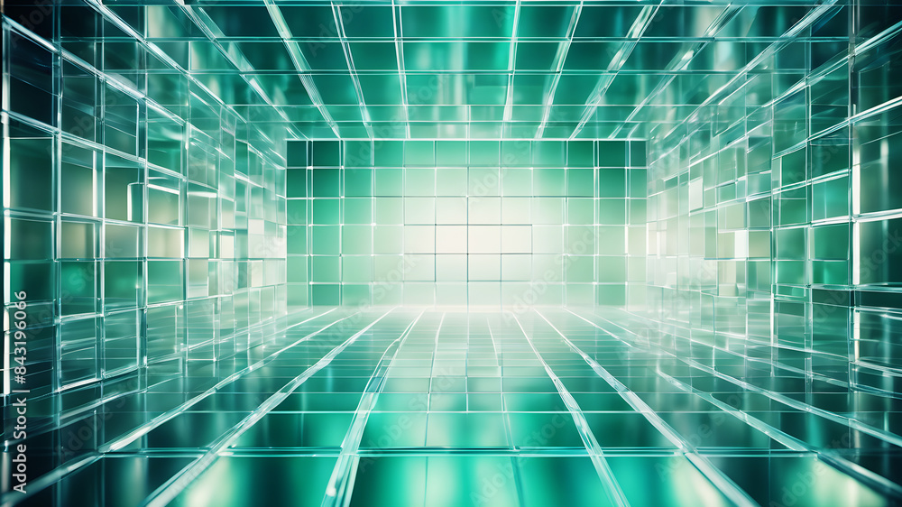 A minimalist abstract background with a grid of evenly spaced, semi-transparent boxes in shades of blue and green, giving a modern and sleek look A minimalist abstract background with a grid of evenly spaced, semi-transparent boxes in shades of blue and green, giving a modern and sleek look