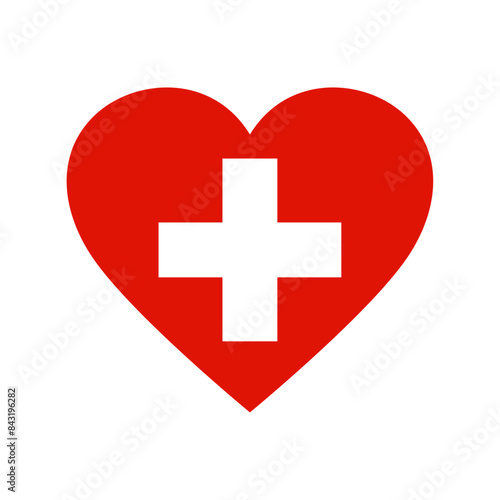 Switzerland flag in heart shape
