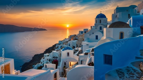 Sunset over Santorini: A View of Oia