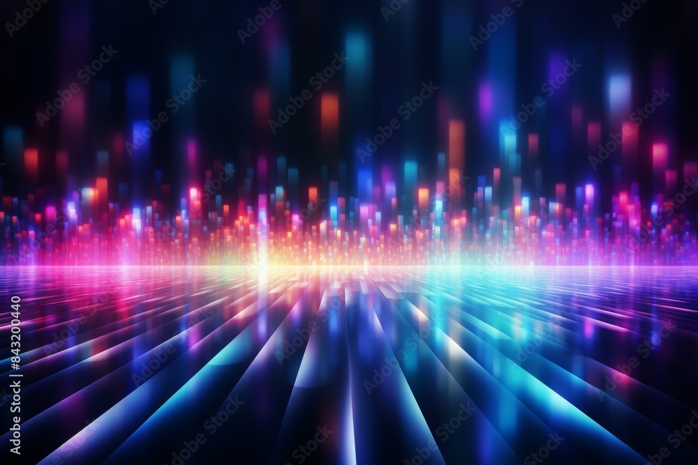 Vibrant abstract lights and glowing neon stripes creating a futuristic atmosphere with a colorful bokeh effect in the background. Vibrant abstract lights and glowing neon stripes creating a futuristic atmosphere with a colorful bokeh effect in the background.