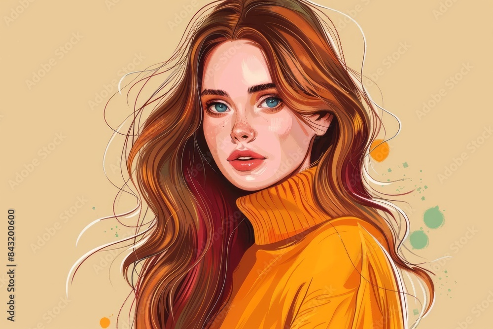 Image of a young girl. Vector illustration. Fashionable cartoon-style illustration. stock illustration Image of a young girl. Vector illustration. Fashionable cartoon-style illustration. stock illustration