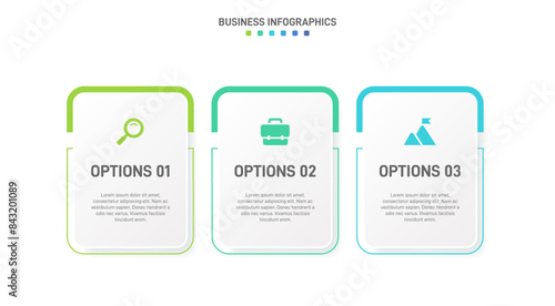Horizontal progress bar featuring 3 arrow-shaped elements, symbolizing three six stages of business strategy and progression. Clean timeline infographic design template. Vector for presentation
