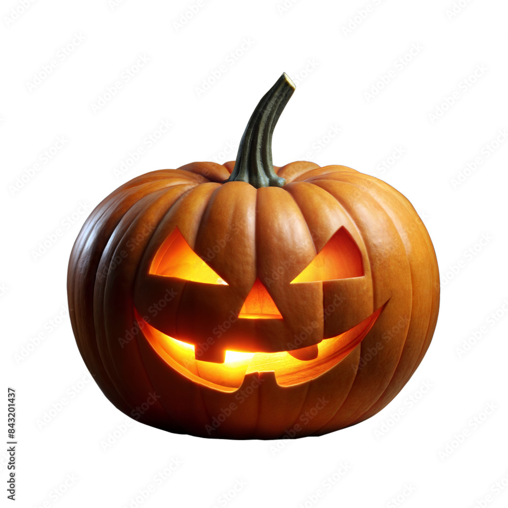 Glowing jack-o'-lantern pumpkin for Halloween on transparent background Glowing jack-o'-lantern pumpkin for Halloween on transparent background