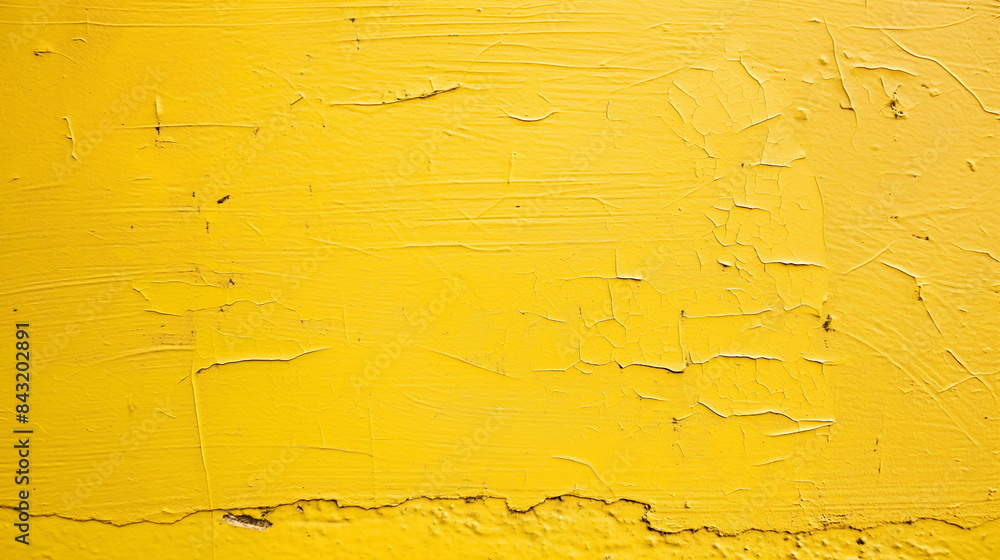 Close-up view showing the details of a yellow wall with peeling paint, revealing the effects of weathering and time - Generative AI Close-up view showing the details of a yellow wall with peeling paint, revealing the effects of weathering and time - Generative AI