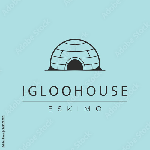 igloo house line design art logo vector .