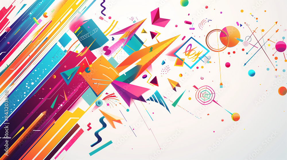 Dynamic back to school background with a burst of colorful geometric ...
