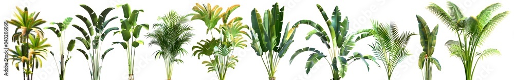 Vibrant Tropical Plants on White Background Vibrant Tropical Plants on White Background