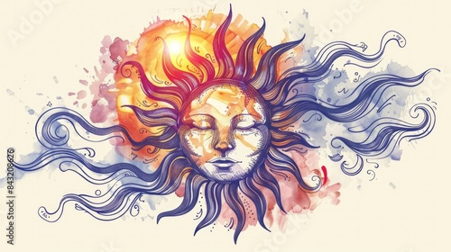 A distinctive tattoo design featuring a sun photo