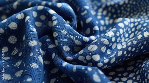 Blue and white spotted fabric