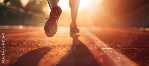 athlete running fast on sunny track

 photo