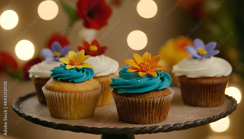 cupcake with flower decorations cupcake with flower decorations