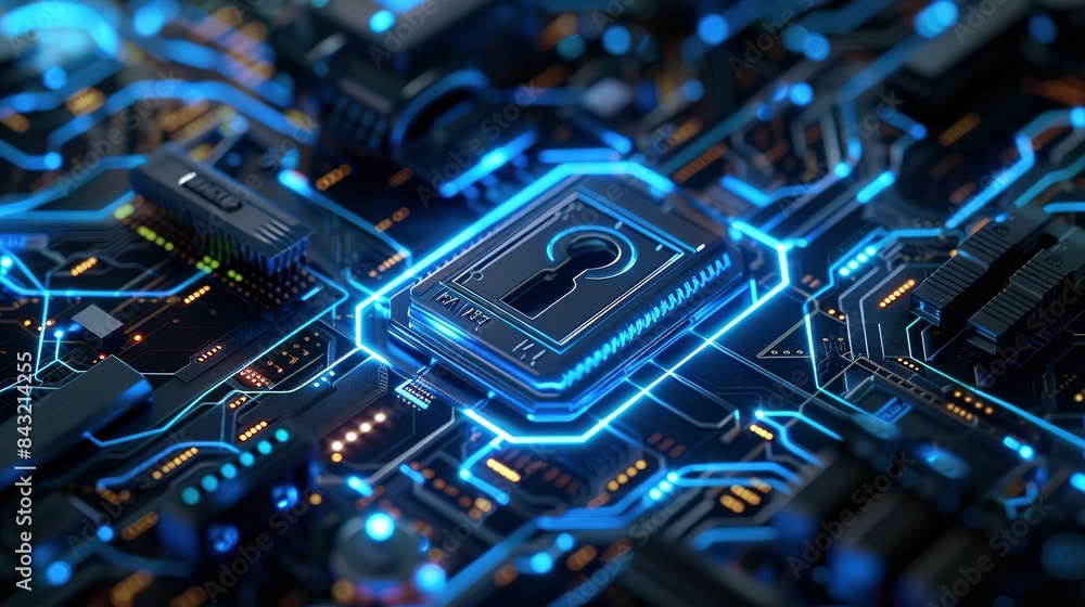Cybersecurity Protocols Illustrated through a Secure Lock Icon, Reinforcing the Importance of Safeguarding Information Cybersecurity Protocols Illustrated through a Secure Lock Icon, Reinforcing the Importance of Safeguarding Information