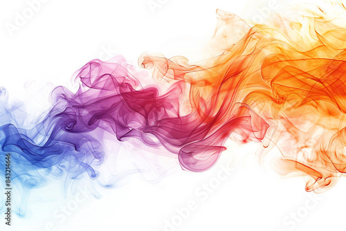 Colorful smoke swirling in abstract pattern for creative and artistic themes. Vibrant illustration of smoke creating dynamic movement.