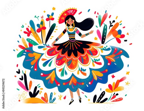 Joyful Mexican Dance: Graphic Clipart on White Background

