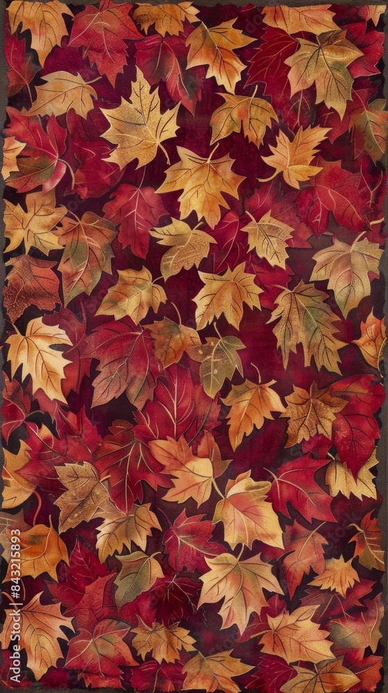 Cozy autumn with a delightful seamless pattern featuring an array of colorful autumn leaves. Banner wallpaper copy space Cozy autumn with a delightful seamless pattern featuring an array of colorful autumn leaves. Banner wallpaper copy space