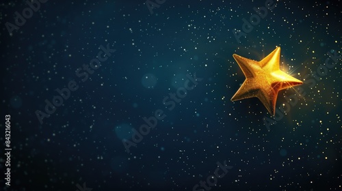 Shining Star against Dark Background with Ample Space for Copy