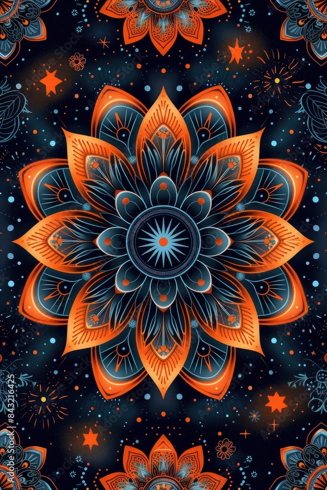 Mandala pattern with intricate and symmetrical designs Mandala pattern with intricate and symmetrical designs