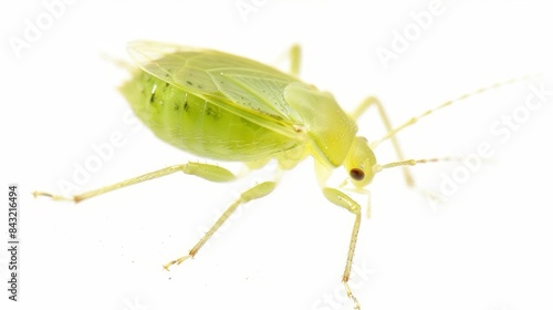 Wallpaper Mural Bright green bug is standing on a white background with its antennae extended Torontodigital.ca