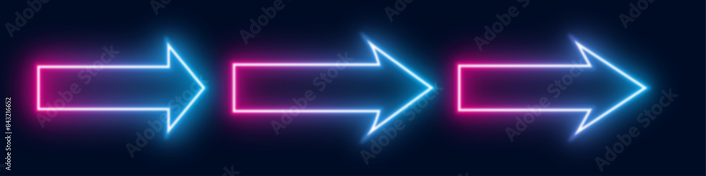 neon arrow icon with blue and violet bright light on dark background. three ( 3 ) arrows sign vector for element of ilustration design neon arrow icon with blue and violet bright light on dark background. three ( 3 ) arrows sign vector for element of ilustration design