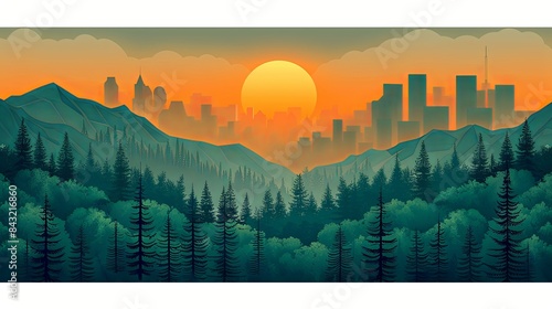 Two modern card with ESG concept. Postcard about environmental, social governance and environmental sustainability. Vector illustration in flat style photo