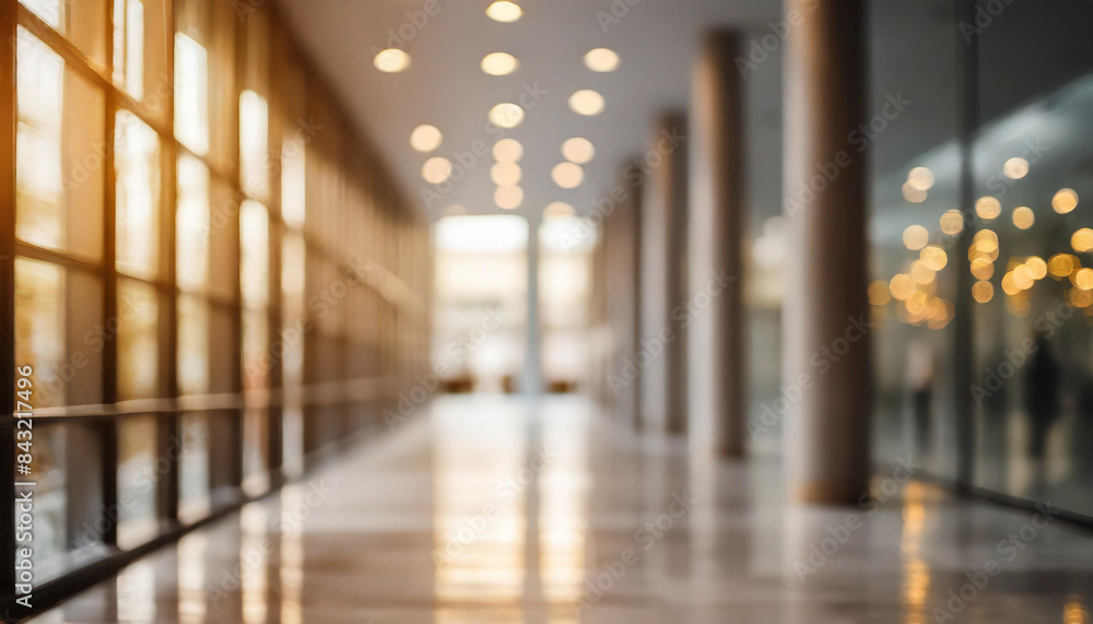 modern building hallway with blurred architecture, conveying contemporary elegance and spaciousness modern building hallway with blurred architecture, conveying contemporary elegance and spaciousness