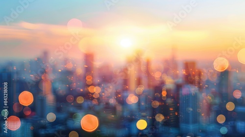 Abstract blurred image of buildings in the city, banner background, created by ai