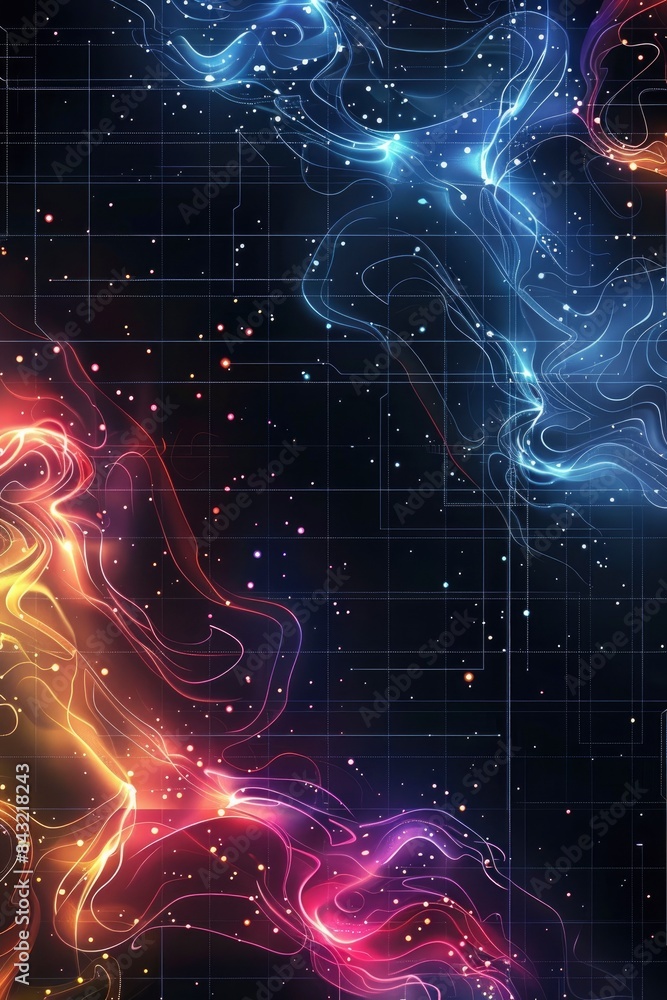 Retro wave pattern with neon colors and grid lines Retro wave pattern with neon colors and grid lines