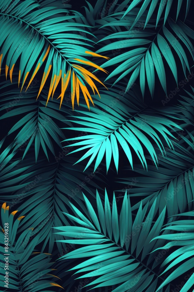 Tropical palm leaf pattern with shadows and highlights Tropical palm leaf pattern with shadows and highlights