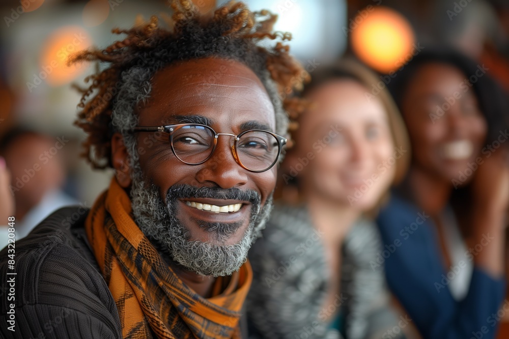 A diverse team of colleagues shares a moment of success, their smiles and expressions revealing their positive energy and camaraderie A diverse team of colleagues shares a moment of success, their smiles and expressions revealing their positive energy and camaraderie