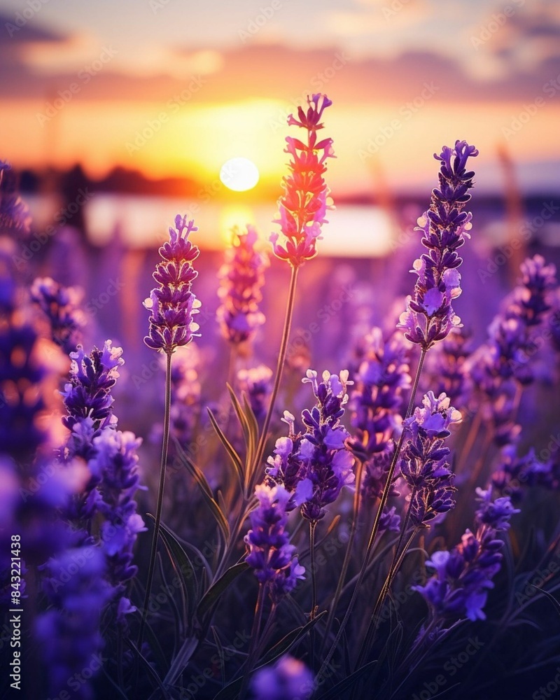 Obraz premium Sunset serenades and lavender whispers ,generative ai
