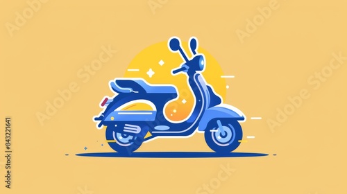 Blue scooter for transportation or summer holiday designs photo