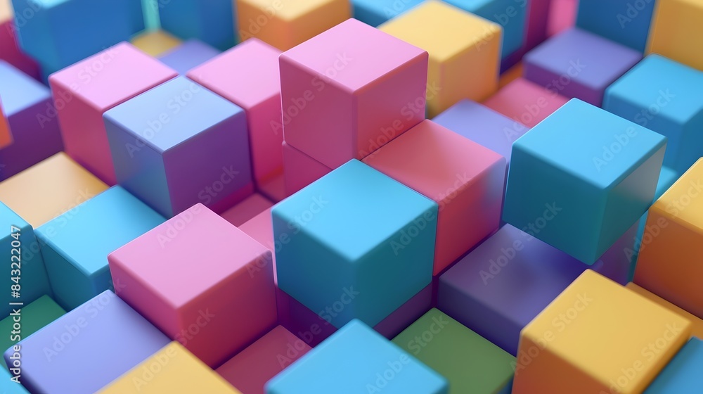 Colorful Isometric Cube Grid Pattern Abstract Background Colorful Isometric Cube Grid Pattern Abstract Background