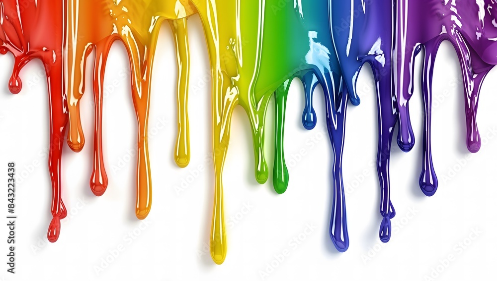 Colorful Paint Dripping Rainbow on White Background Colorful Paint Dripping Rainbow on White Background