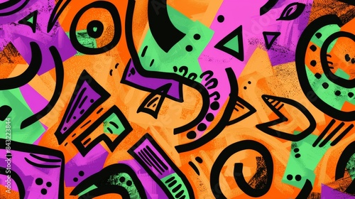 Colorful Abstract Geometric Graffiti Art Illustration