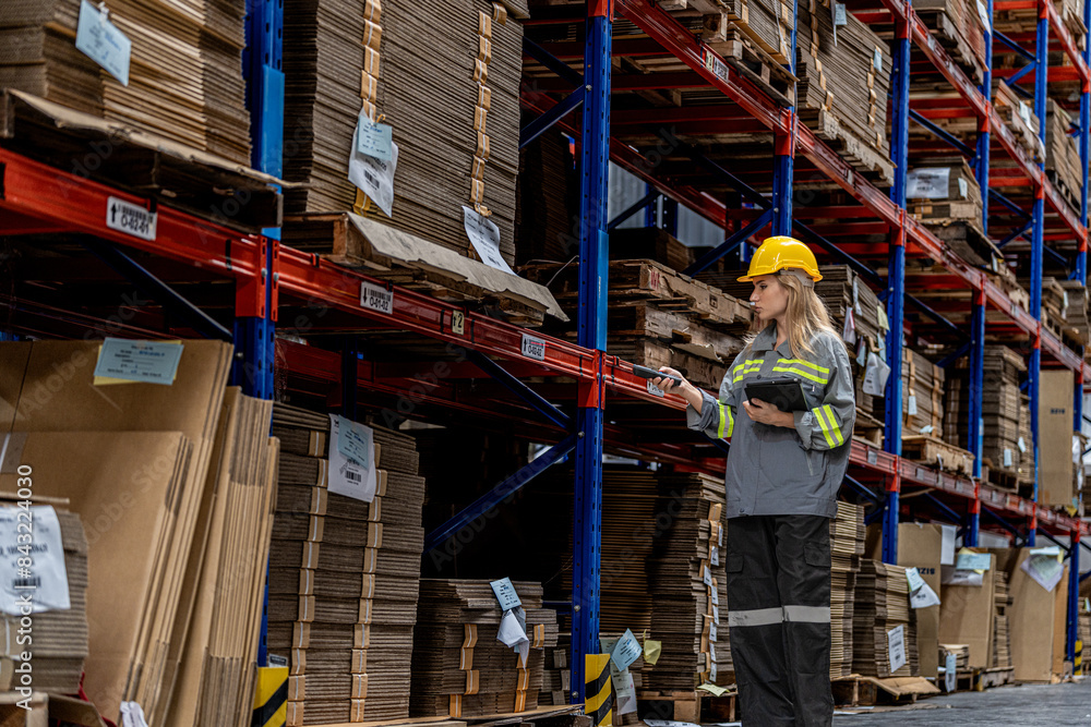 man worker walking and checking stock items for shipping. male inspecting the store factory. Logistics employees holding folders at on site warehouse area for shipping transportation. man worker walking and checking stock items for shipping. male inspecting the store factory. Logistics employees holding folders at on site warehouse area for shipping transportation.