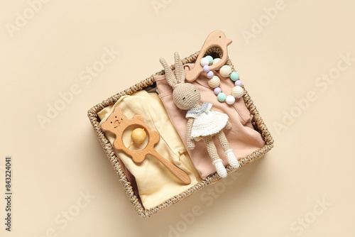 Wicker basket with gifts fo...