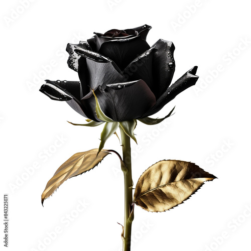 black rose pettals in the wind isolated on white background photo