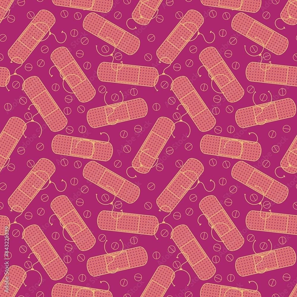 Medicine tape seamless pattern for wrapping paper and fabrics and linens Medicine tape seamless pattern for wrapping paper and fabrics and linens