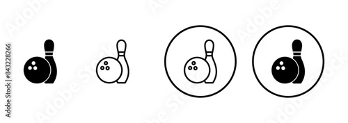 Bowling game Pin Icon vector isolated on white background. Bowling icon, ball and pin