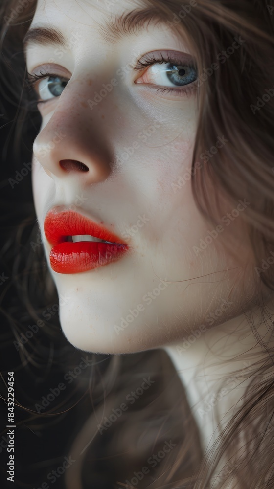 young woman with bright red lipstick
young woman with bright red lipstick