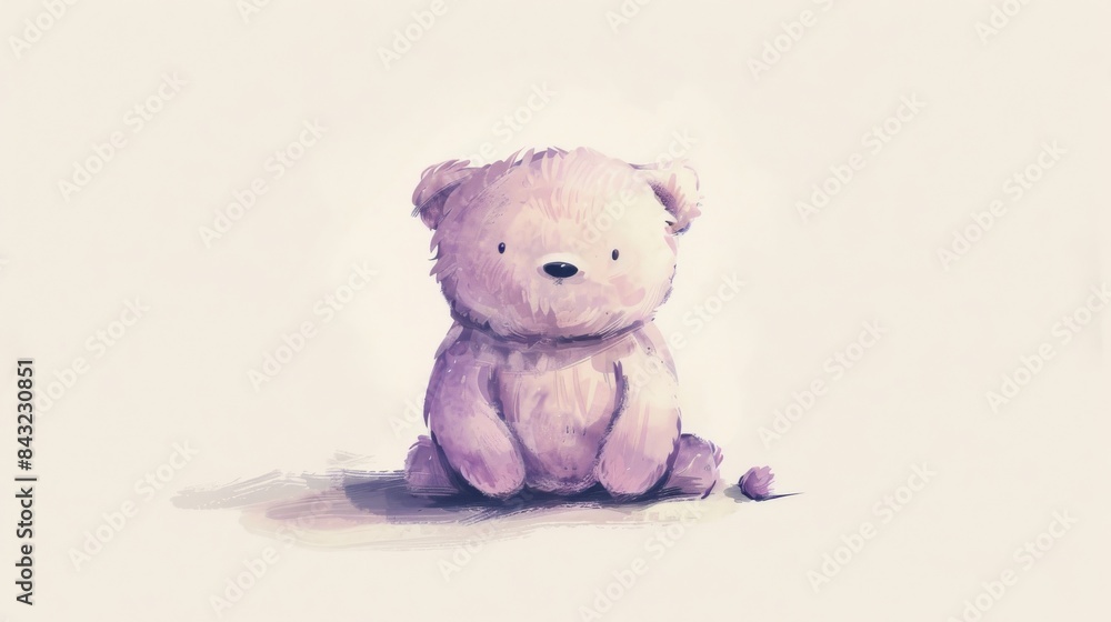Cute teddy bear with lavender flowers for nursery design Cute teddy bear with lavender flowers for nursery design