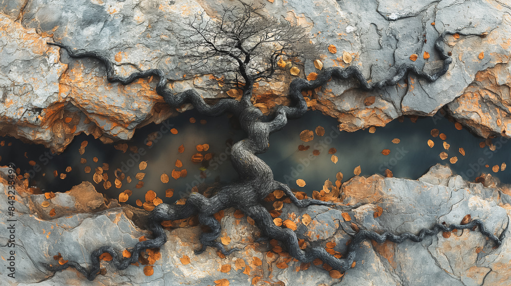 Fototapeta premium A tree with roots that are intertwined with a river