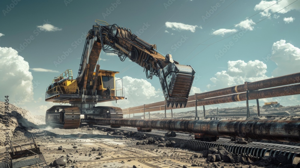 Excavator in a quarry for construction or industrial themed designs Excavator in a quarry for construction or industrial themed designs