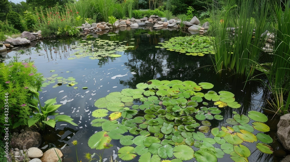 Covering the pond s surface with water lily leaves Covering the pond s surface with water lily leaves
