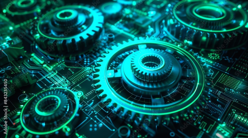 Futuristic Circuit Board With Glowing Green Lines For Technology Or Sci-fi Designs Futuristic Circuit Board With Glowing Green Lines For Technology Or Sci-fi Designs